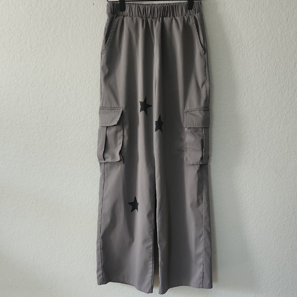 SHEIN Kids Charcoal Joggers with Star Design